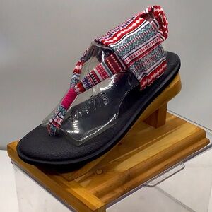 Sanuk Red Aztec Print Yoga Sling Sandal